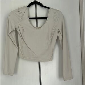 Lululemon Athletica Cream Fitted Long Sleeve Bodysuit
